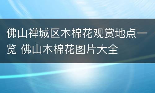 佛山禅城区木棉花观赏地点一览 佛山木棉花图片大全