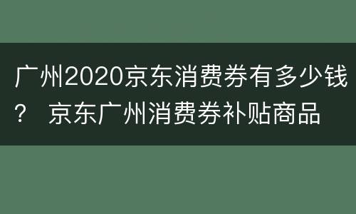 广州2020京东消费券有多少钱？ 京东广州消费券补贴商品