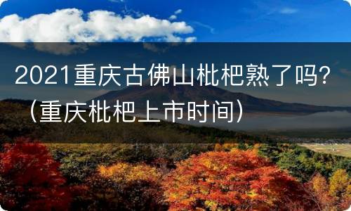 2021重庆古佛山枇杷熟了吗？（重庆枇杷上市时间）