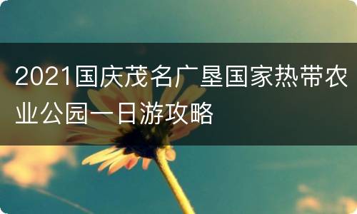2021国庆茂名广垦国家热带农业公园一日游攻略