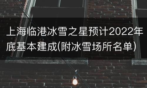 上海临港冰雪之星预计2022年底基本建成(附冰雪场所名单)
