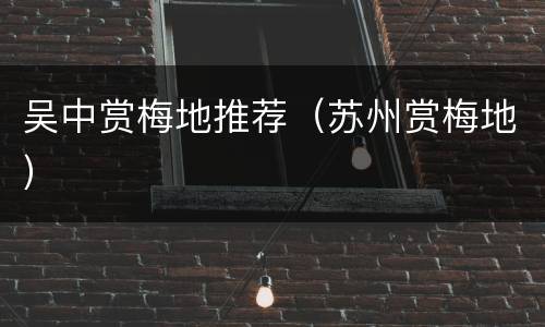 吴中赏梅地推荐（苏州赏梅地）
