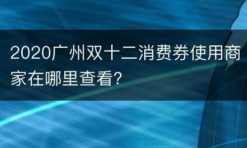 2020广州双十二消费券使用商家在哪里查看？