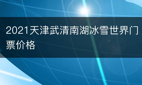 2021天津武清南湖冰雪世界门票价格