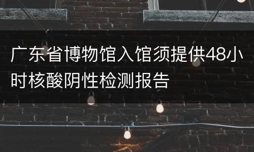 广东省博物馆入馆须提供48小时核酸阴性检测报告
