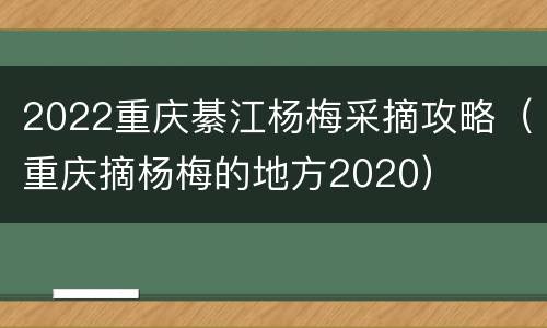 2022重庆綦江杨梅采摘攻略（重庆摘杨梅的地方2020）