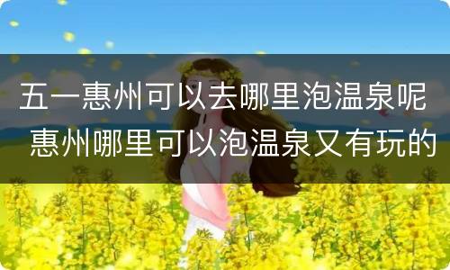 五一惠州可以去哪里泡温泉呢 惠州哪里可以泡温泉又有玩的