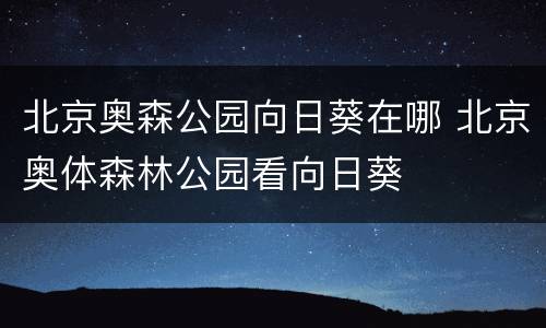 北京奥森公园向日葵在哪 北京奥体森林公园看向日葵