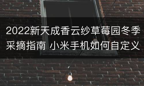 2022新天成香云纱草莓园冬季采摘指南 小米手机如何自定义动态壁纸