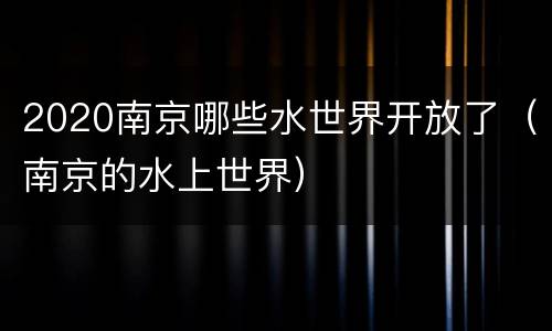 2020南京哪些水世界开放了（南京的水上世界）
