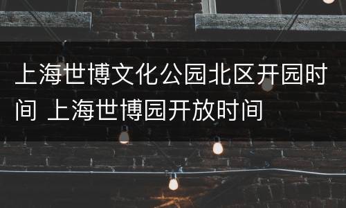 上海世博文化公园北区开园时间 上海世博园开放时间