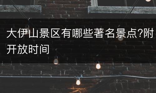 大伊山景区有哪些著名景点?附开放时间