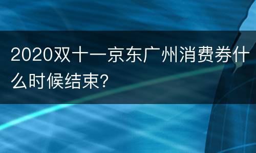 2020双十一京东广州消费券什么时候结束？