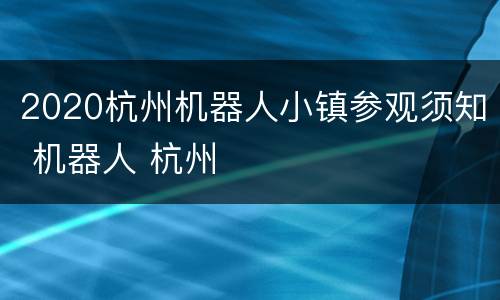 2020杭州机器人小镇参观须知 机器人 杭州