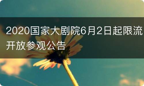 2020国家大剧院6月2日起限流开放参观公告