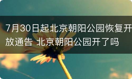 7月30日起北京朝阳公园恢复开放通告 北京朝阳公园开了吗