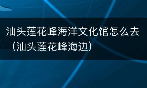 汕头莲花峰海洋文化馆怎么去（汕头莲花峰海边）