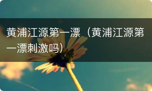 黄浦江源第一漂（黄浦江源第一漂刺激吗）