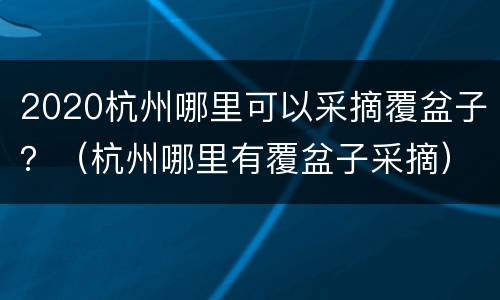 2020杭州哪里可以采摘覆盆子？（杭州哪里有覆盆子采摘）
