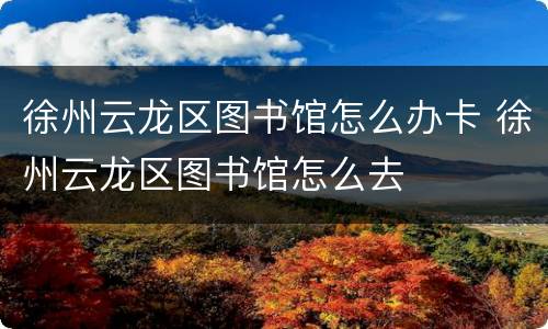 徐州云龙区图书馆怎么办卡 徐州云龙区图书馆怎么去