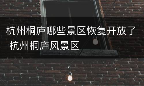杭州桐庐哪些景区恢复开放了 杭州桐庐风景区