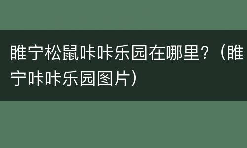 睢宁松鼠咔咔乐园在哪里?（睢宁咔咔乐园图片）