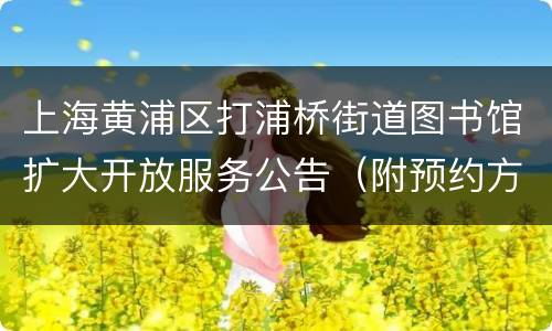 上海黄浦区打浦桥街道图书馆扩大开放服务公告（附预约方式）