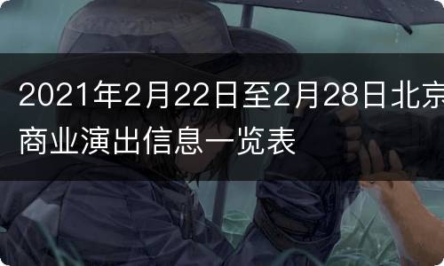 2021年2月22日至2月28日北京商业演出信息一览表