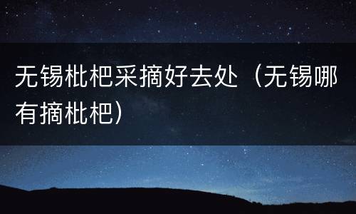 无锡枇杷采摘好去处（无锡哪有摘枇杷）