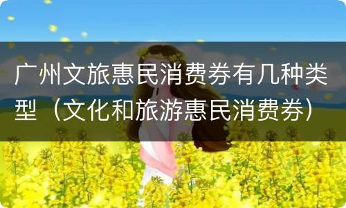 广州文旅惠民消费券有几种类型（文化和旅游惠民消费券）