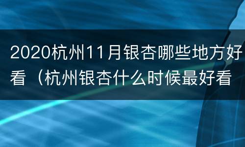2020杭州11月银杏哪些地方好看（杭州银杏什么时候最好看）