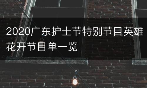 2020广东护士节特别节目英雄花开节目单一览