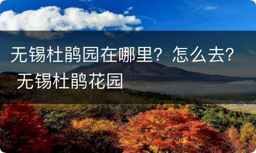 无锡杜鹃园在哪里？怎么去？ 无锡杜鹃花园