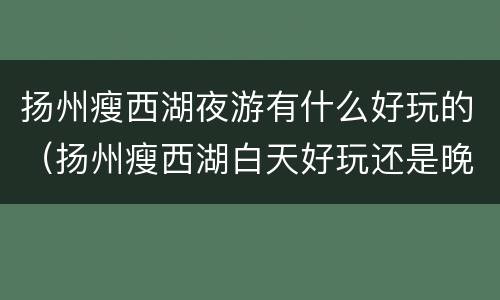 扬州瘦西湖夜游有什么好玩的（扬州瘦西湖白天好玩还是晚上好玩）