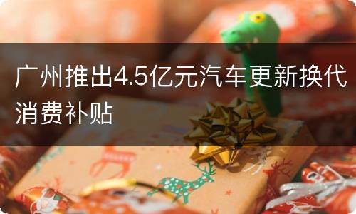 广州推出4.5亿元汽车更新换代消费补贴