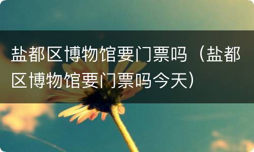 盐都区博物馆要门票吗（盐都区博物馆要门票吗今天）