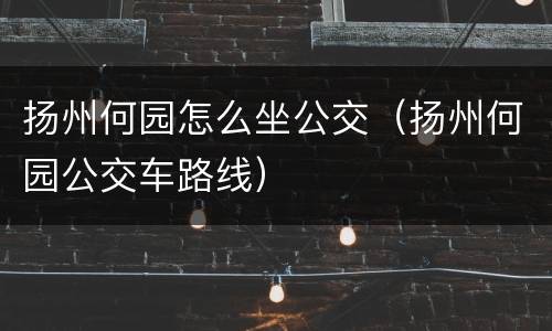 扬州何园怎么坐公交（扬州何园公交车路线）