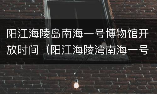 阳江海陵岛南海一号博物馆开放时间（阳江海陵湾南海一号）