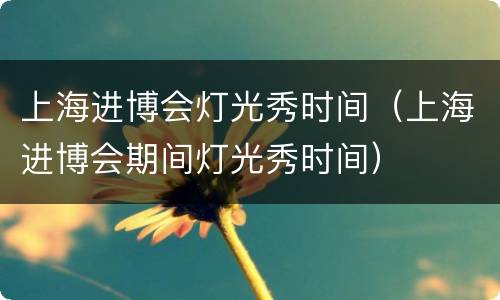 上海进博会灯光秀时间（上海进博会期间灯光秀时间）