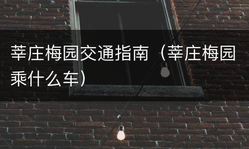 莘庄梅园交通指南（莘庄梅园乘什么车）