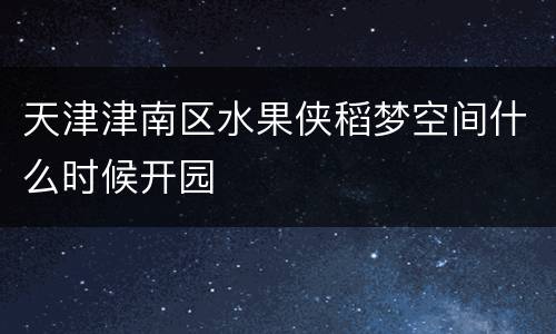 天津津南区水果侠稻梦空间什么时候开园