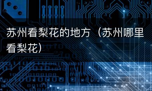 苏州看梨花的地方（苏州哪里看梨花）