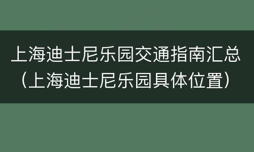 上海迪士尼乐园交通指南汇总（上海迪士尼乐园具体位置）