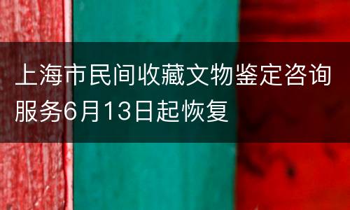 上海市民间收藏文物鉴定咨询服务6月13日起恢复
