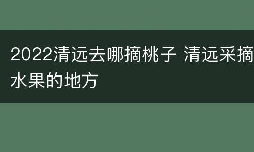 2022清远去哪摘桃子 清远采摘水果的地方