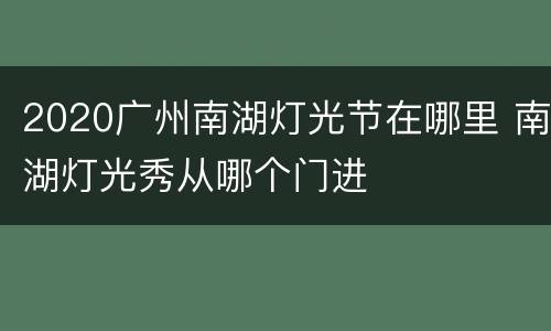 2020广州南湖灯光节在哪里 南湖灯光秀从哪个门进