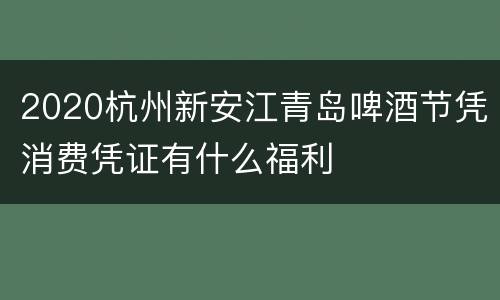 2020杭州新安江青岛啤酒节凭消费凭证有什么福利