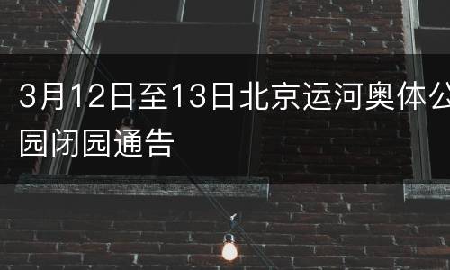 3月12日至13日北京运河奥体公园闭园通告