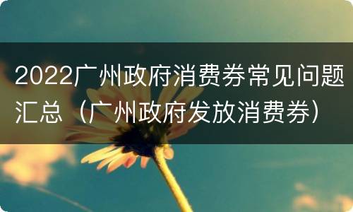 2022广州政府消费券常见问题汇总（广州政府发放消费券）