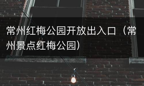 常州红梅公园开放出入口（常州景点红梅公园）